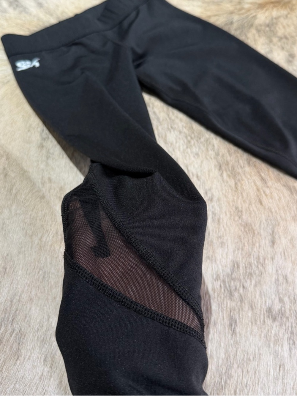 GK Elite Girls Black Leggings Mesh Panel Athletic Dance Gymnastics Youth CL